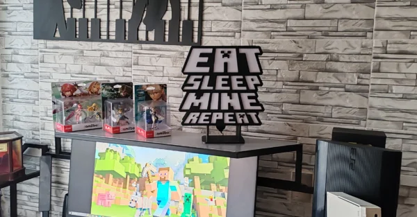 Lámpara MINECRAFT -Eat, Sleep, Mine, Repeat