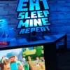 Lámpara MINECRAFT -Eat, Sleep, Mine, Repeat