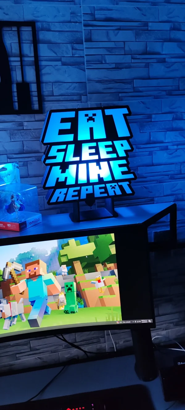 Lámpara MINECRAFT -Eat, Sleep, Mine, Repeat