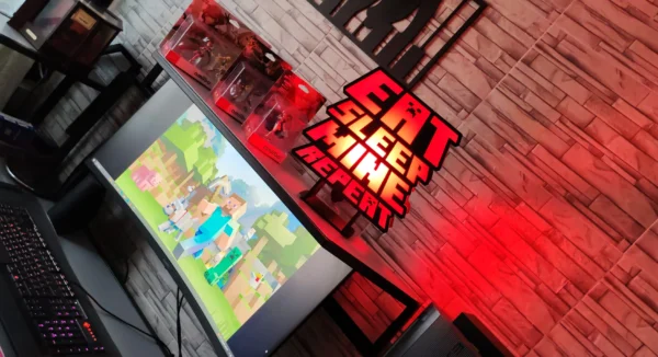 Lámpara MINECRAFT -Eat, Sleep, Mine, Repeat