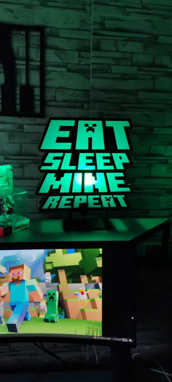 Lámpara MINECRAFT -Eat, Sleep, Mine, Repeat