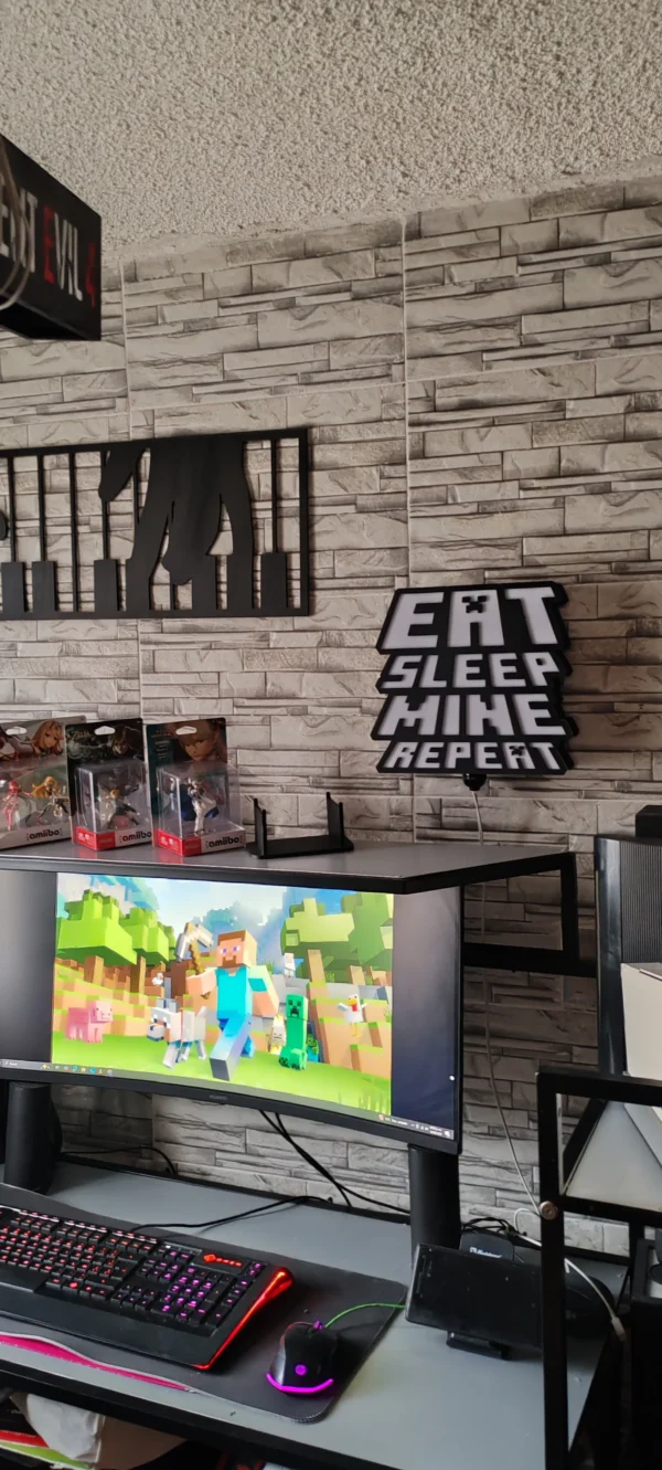 Lámpara MINECRAFT -Eat, Sleep, Mine, Repeat