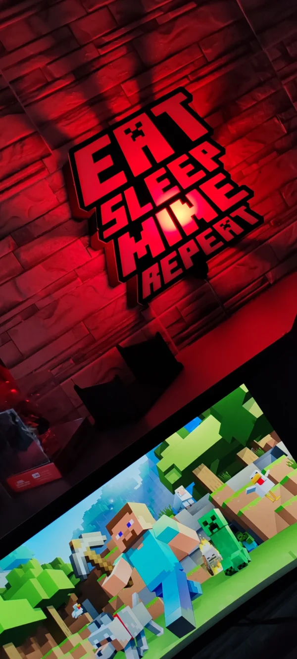 Lámpara MINECRAFT -Eat, Sleep, Mine, Repeat