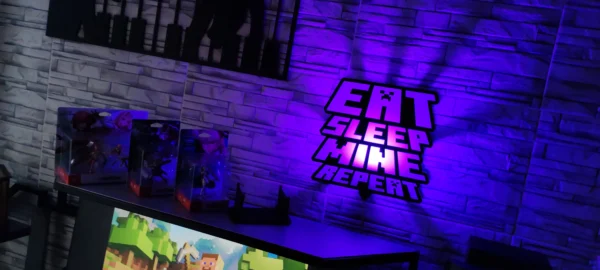 Lámpara MINECRAFT -Eat, Sleep, Mine, Repeat