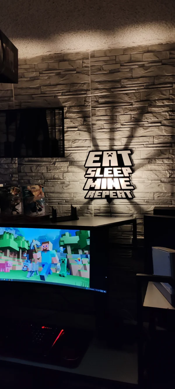Lámpara MINECRAFT -Eat, Sleep, Mine, Repeat